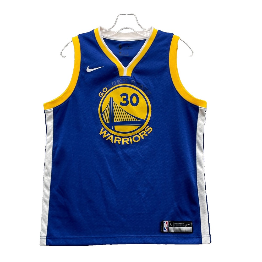 Golden State Warriors #30 Steph Curry Jersey Mens Large Blue Nike NBA Basketball